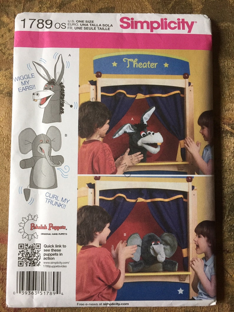 Simplicity 1789 Sewing Pattern Hand Puppets Pakaluk - Etsy