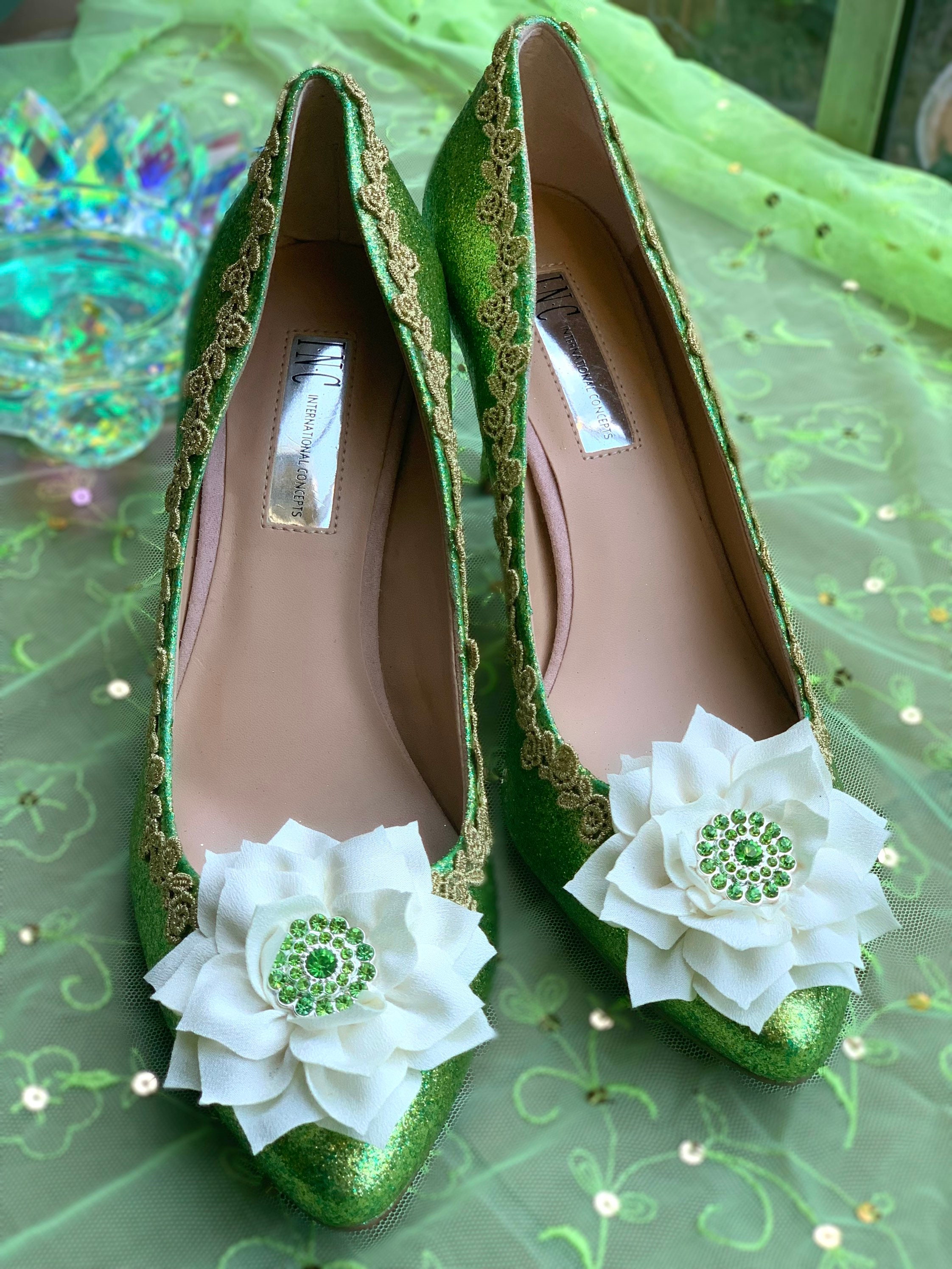 Adult Tiana Princess and The Frog Costume Cosplay Wedding Heels Shoes