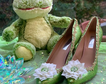 princess tiana dress up shoes Adult Tiana Princess and the Frog Costume Cosplay Wedding Heels Shoes