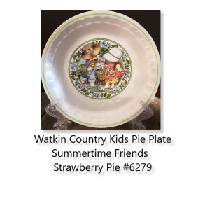 Watkins Country Kids Collector&#39;s Recipe Deep Dish Pie Plate  Summertime Strawberry Pie NICE
