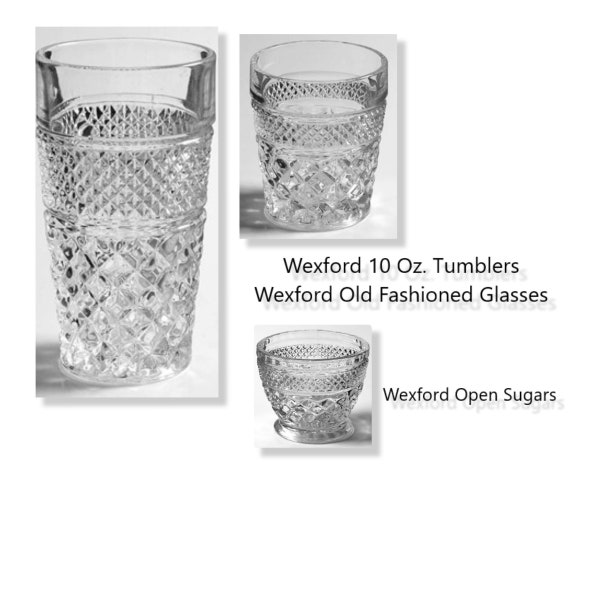 Lot  Wexford Tumblers (3 available) - Old Fashioned Glasses (5 available)  - Open Sugars EXCELLENT Barware