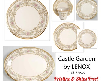 23 Pieces of Lenox Castle Garden * Pristine * Dinner Plates