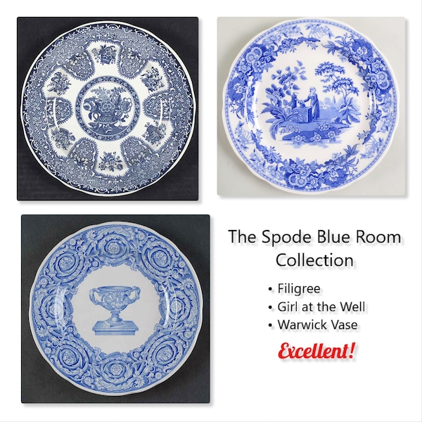 Three Spode Blue Room Collection * Filigree * Girl at the Well * Warwick Vase * Luncheon Plates * Ship Free