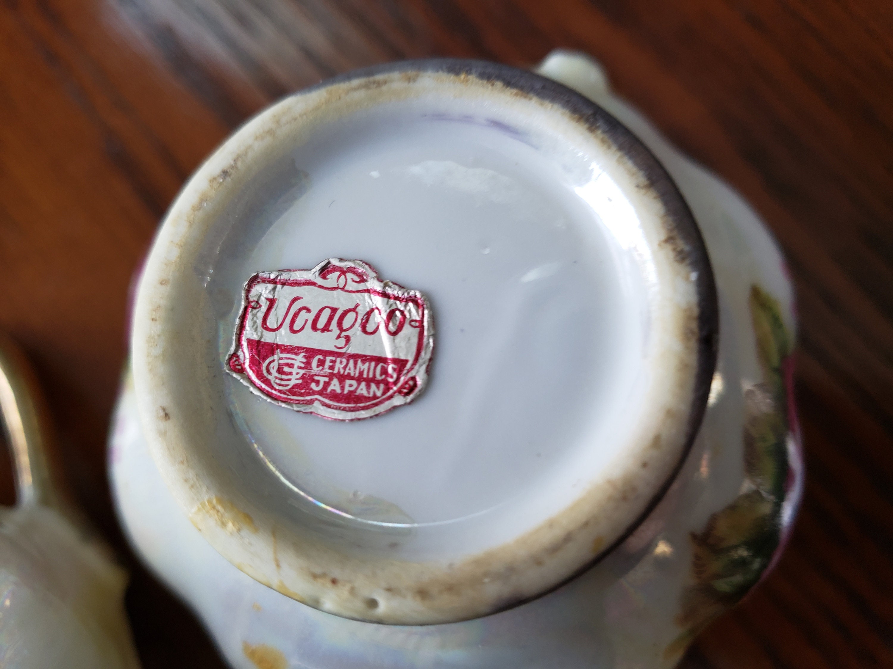 Ucagco China Made in Japan Pink Yellow Roses Gold Trim Etsy