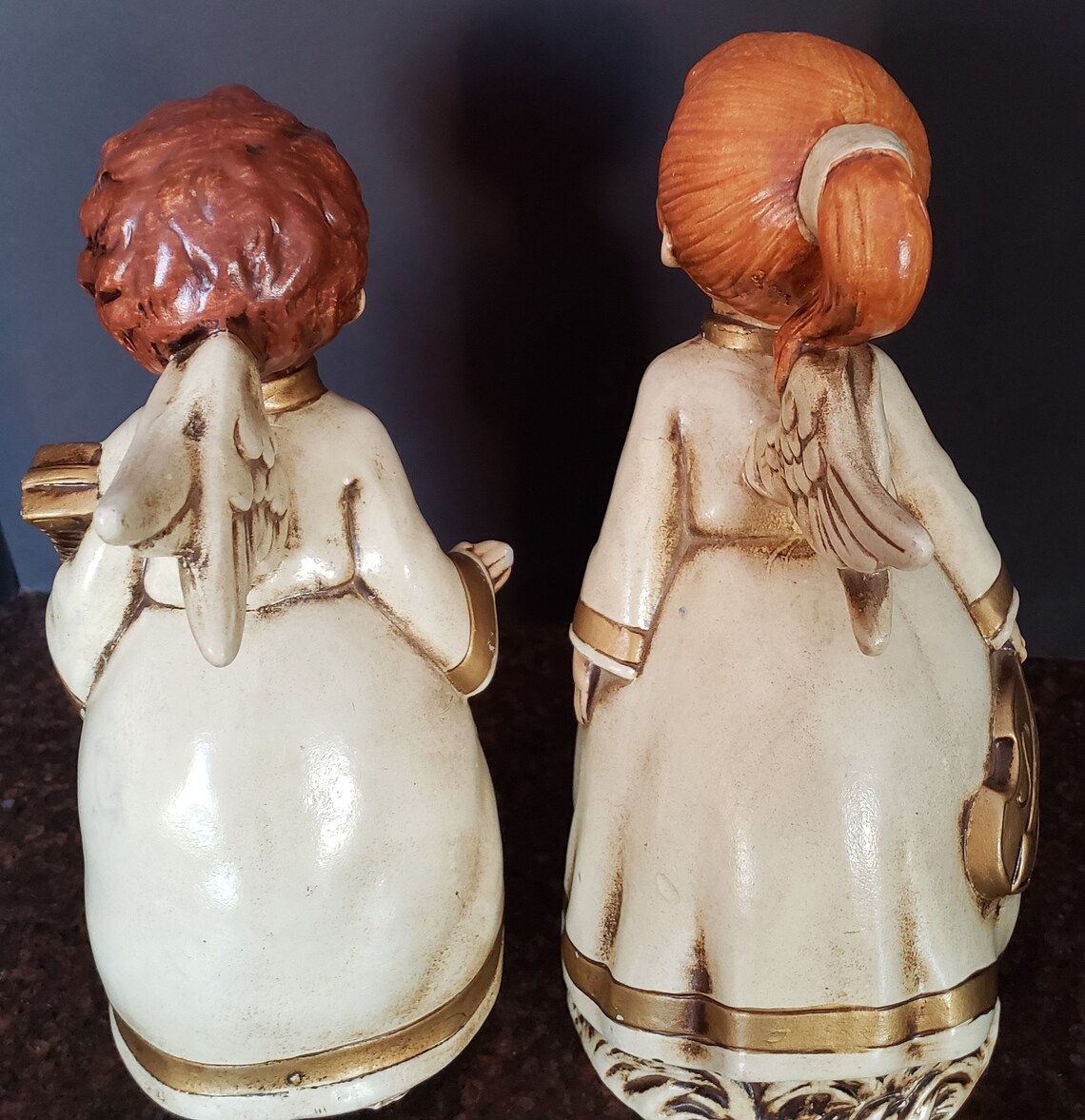 Pair of Vintage Ceramic Kissing Angels Figurines White & Blue Etsy