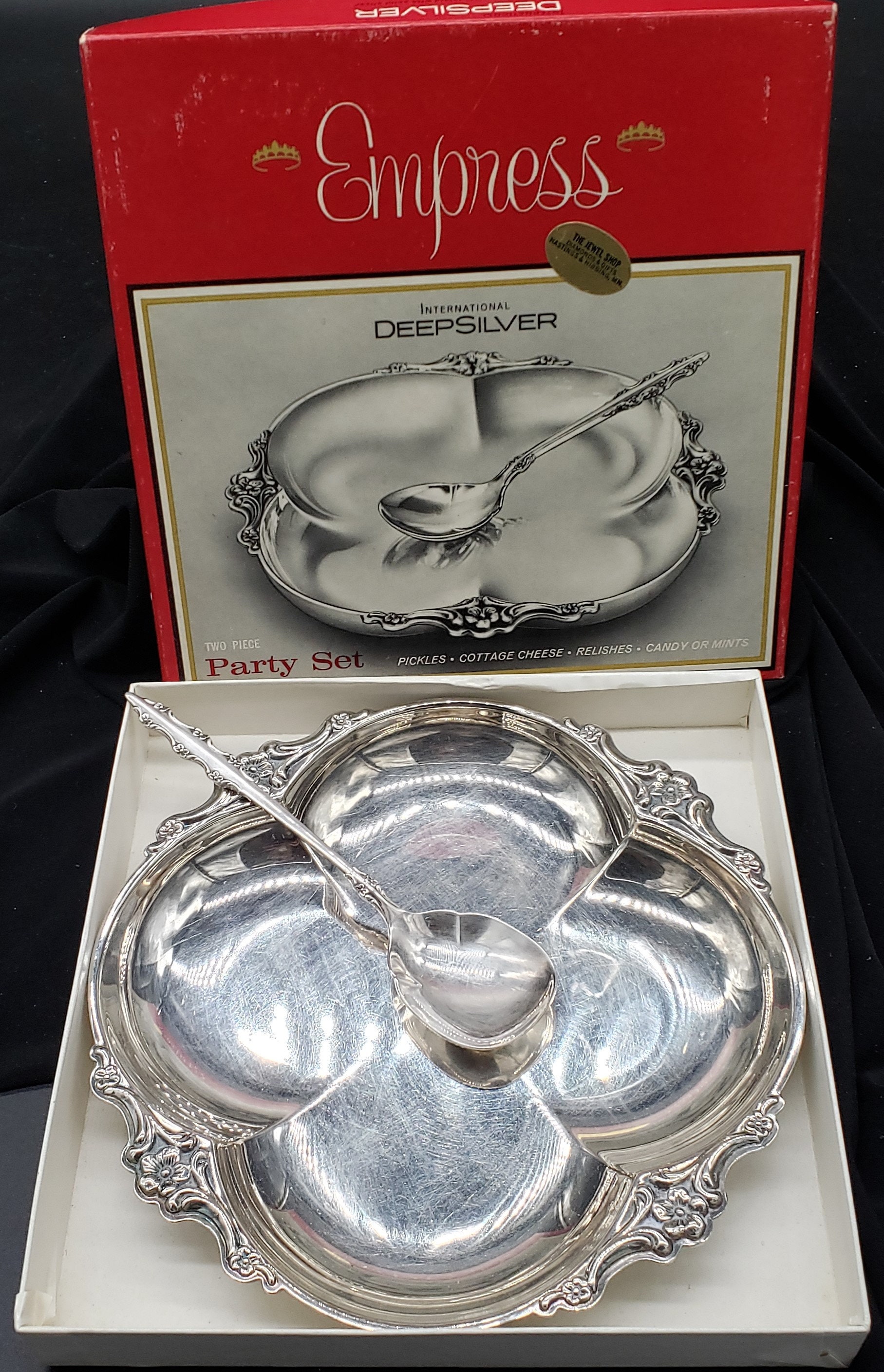 【英国】スワンのコンディメントセット 2個組【シルバープレート/ガラス】スプーン ヴィンテージ エンプレス インターナショナル ディープシルバー