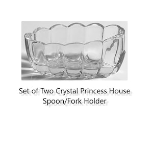 Crystal Pair of Princess House Ribbed Spoon Fork Holder EX VALUE 52 DOLLARS Flatware Holder - Ships Free