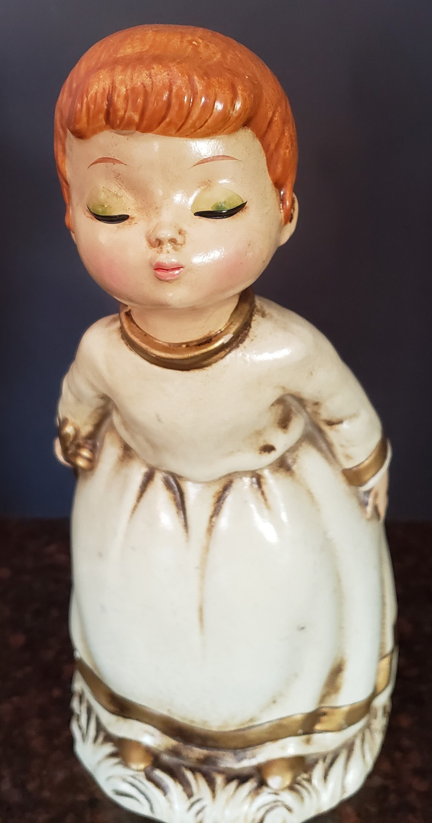 Pair of Vintage Ceramic Kissing Angels Figurines White & Blue Etsy