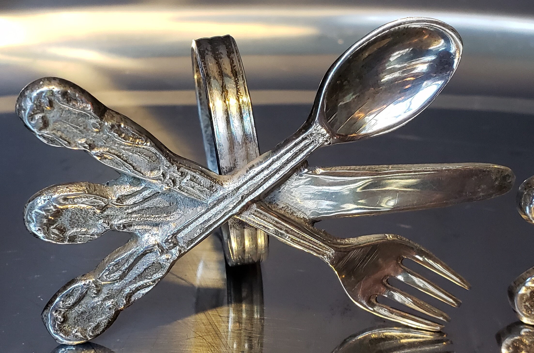 Set of 4 Silver Plated Fork Knife Spoon Napkin Ring Holders Etsy
