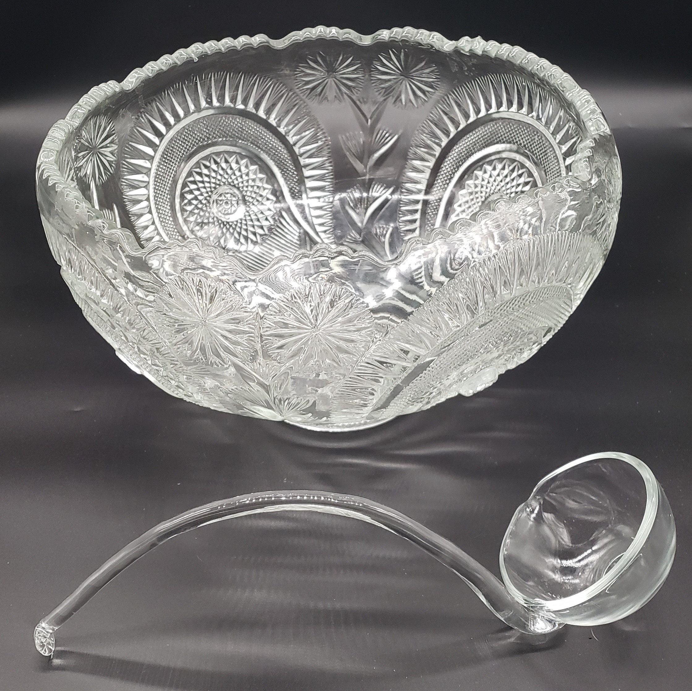 L.E. Smith Pinwheel & Star Punch Bowl Set 14 Piece w. Ladle or Etsy