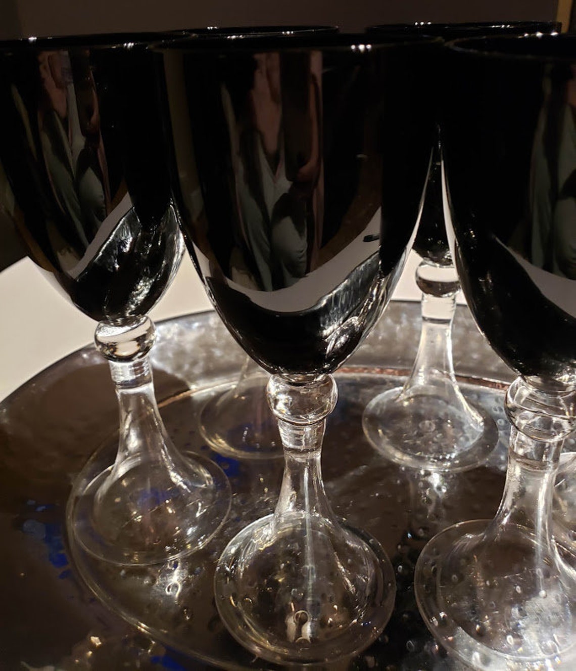 Set of 6 Vintage Artland Veranda Black Goblets 9 Inches Etsy