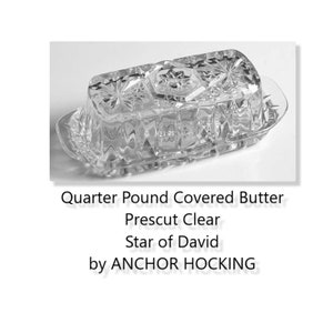 Vintage Anchor Hocking EAPC Star of David Prescut Quarter Pound Butter Dish - EX