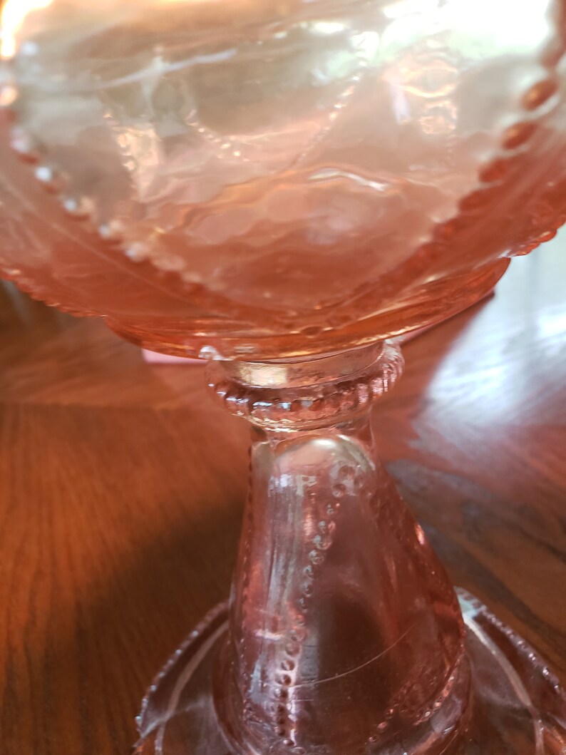 Vintage Pink Depression Glass Hurricane Lamp w. Shade 1980 | Etsy