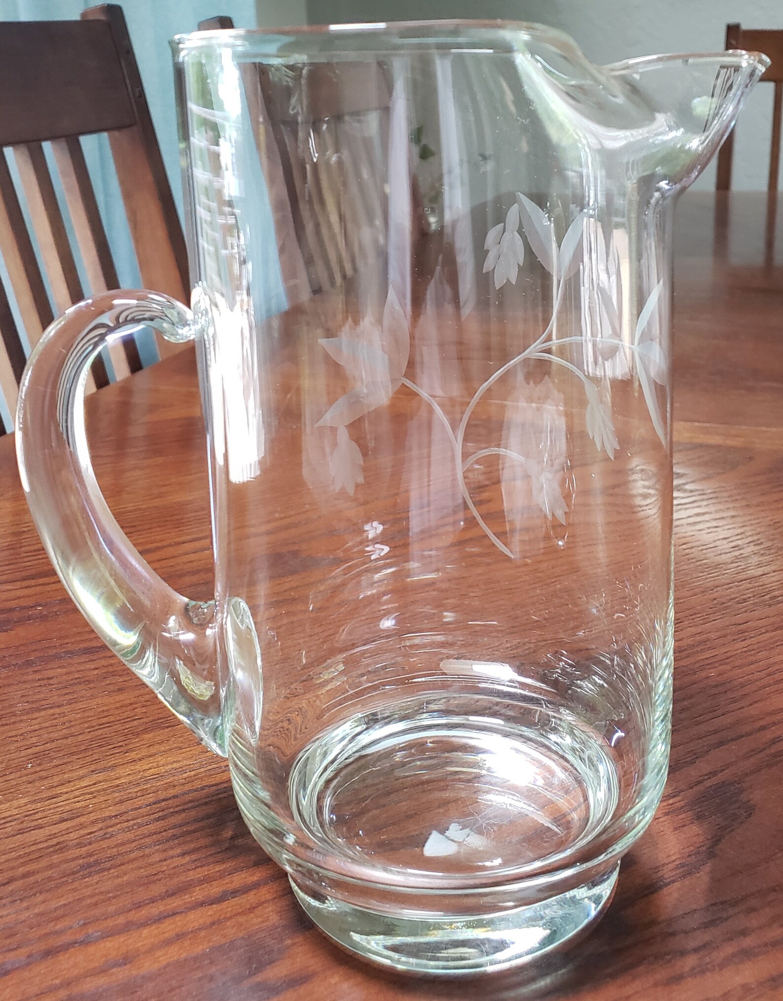 Elegant Lead Crystal Etched Floral 9 Inch Pitcher EX Holds Etsy