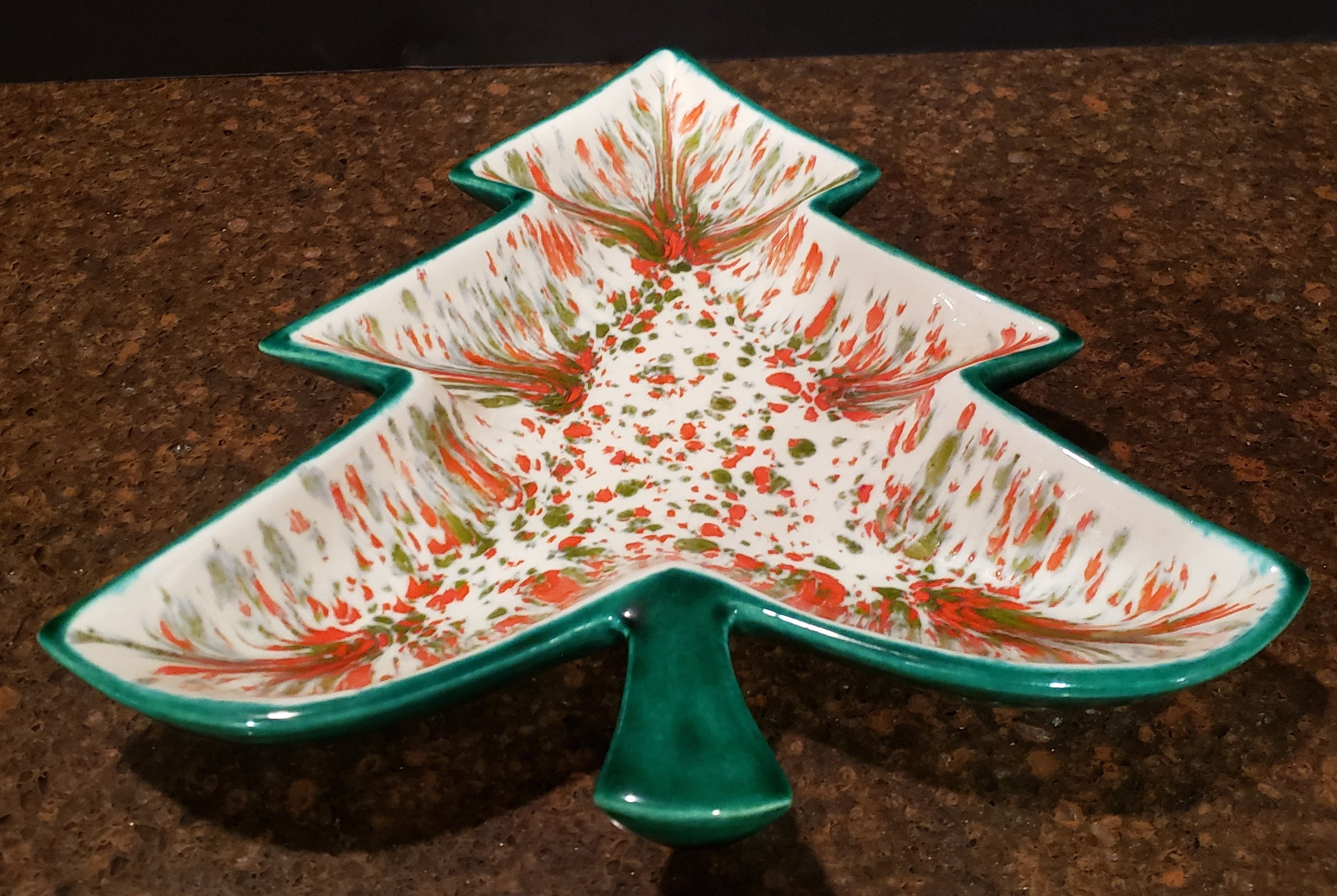 Vintage Retro Ceramic Christmas Tree Candy Dish Orange Green Etsy UK