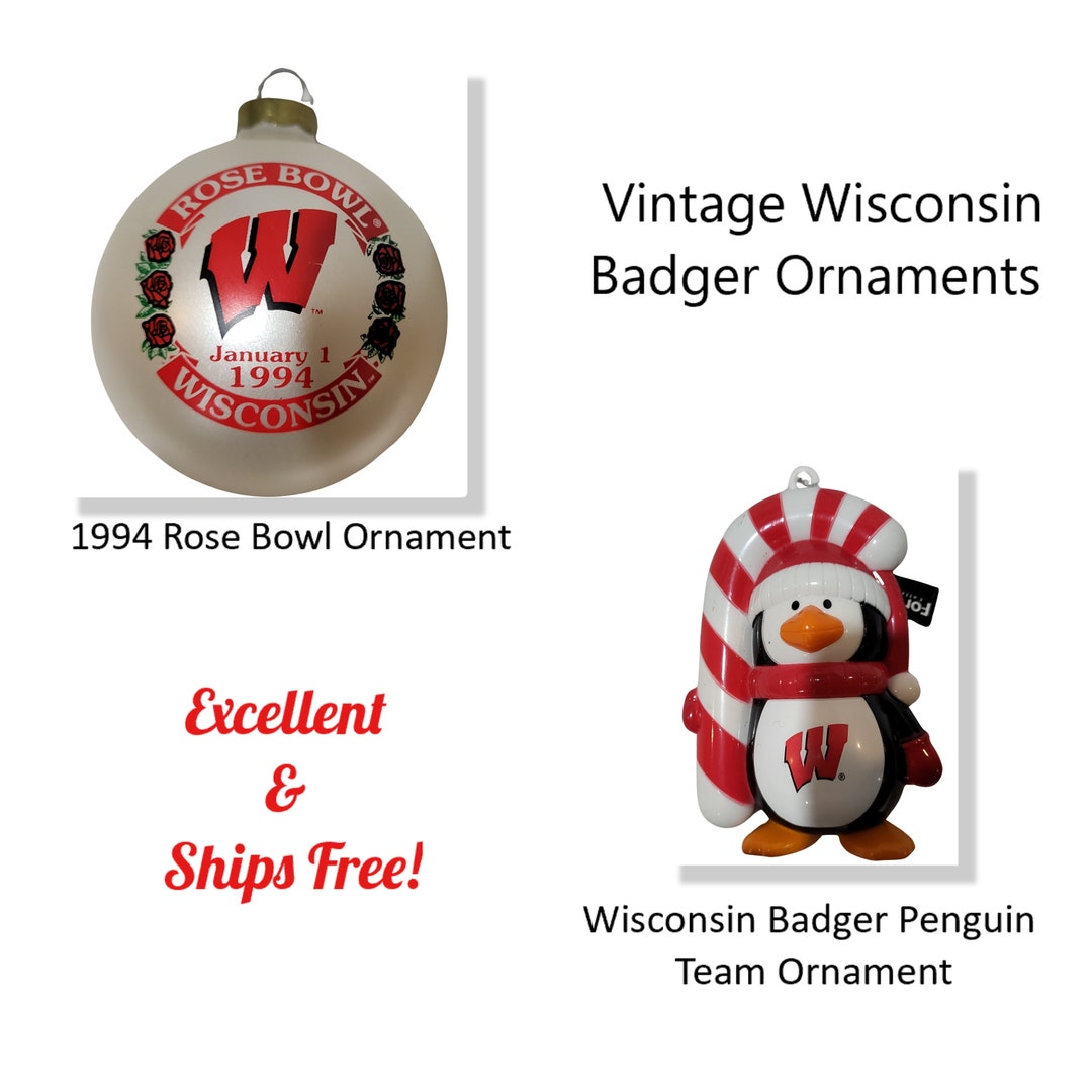 Vintage Wisconsin Badger Ornaments 1994 Rose Bowl Ornament Wisconsin