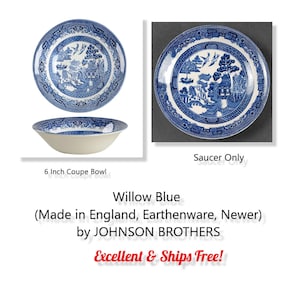 Willow Blue Pattern by Johnson Brothers -  \England - SHIPS Free - EIT - 6 7/8 Inches