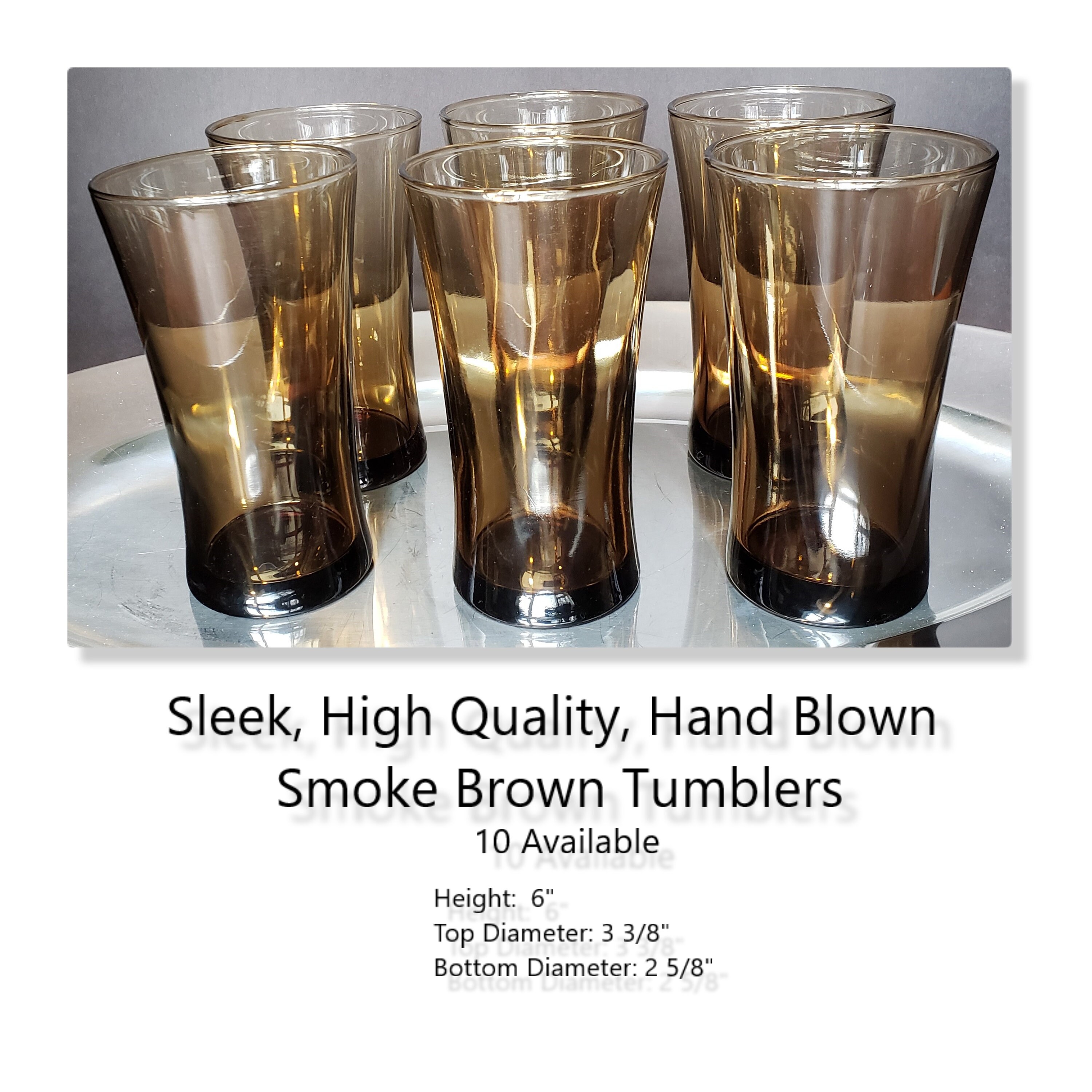 Ten Smoke Brown Classic Tumblers Heavy Base Glass High Etsy