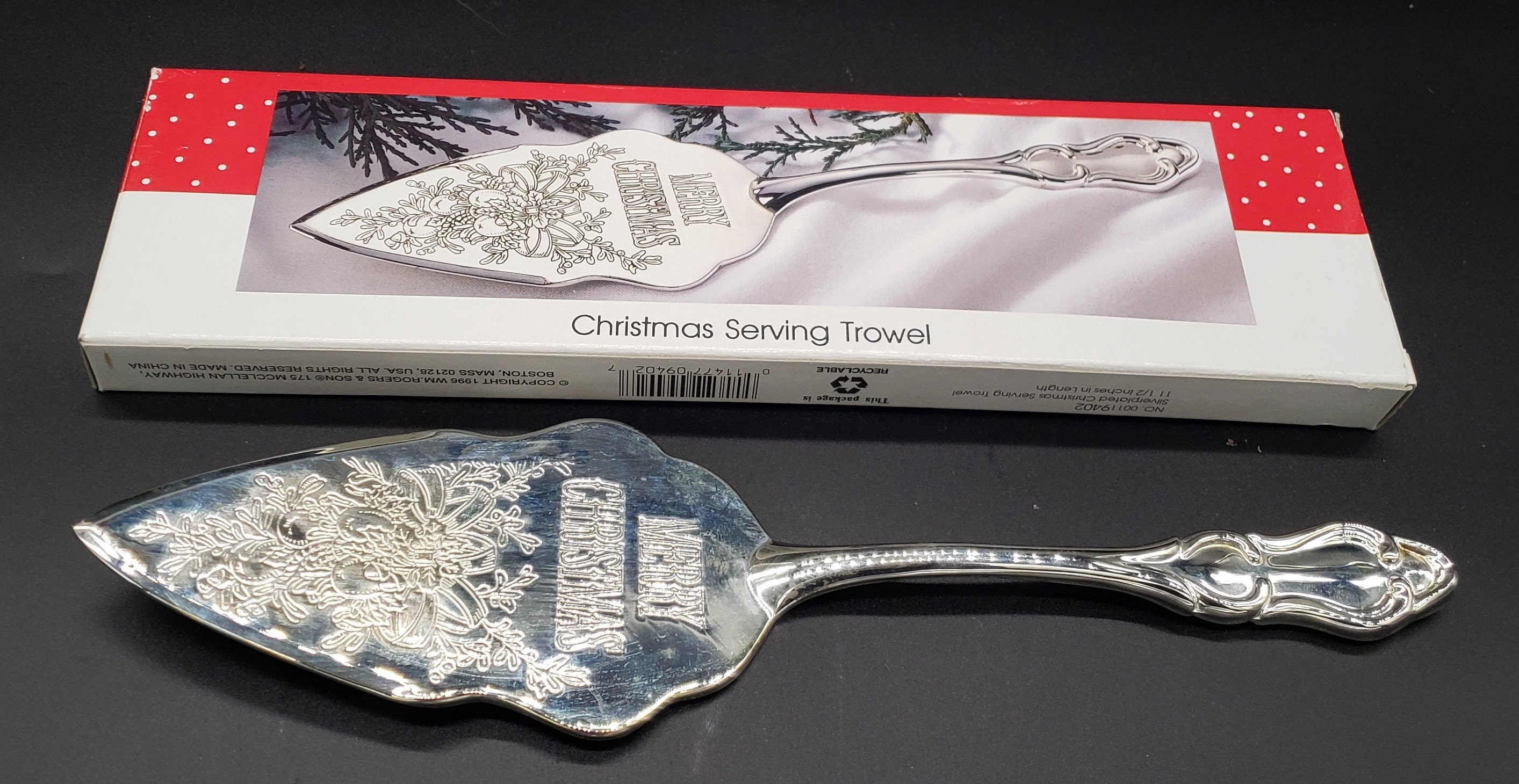 クリスマスサービングトロウェル、Wm. Rogers & Son製、銀メッキ、1996