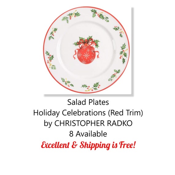 8 Salad Plates Christopher Radko Christmas Holiday Etsy