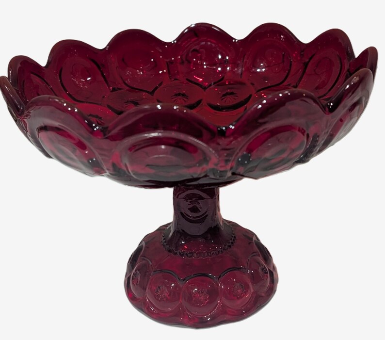 One Moon & Star Red Candy Dish With Lid – Smith Glass- L.E Smith ...