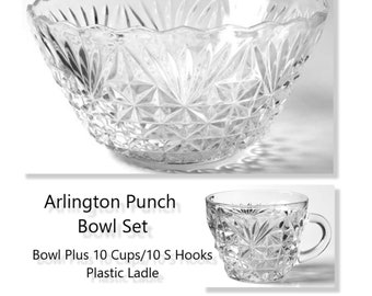2402 Anchor Hocking Arlington Punch Bowl 18 Pc Vintage Set - Etsy
