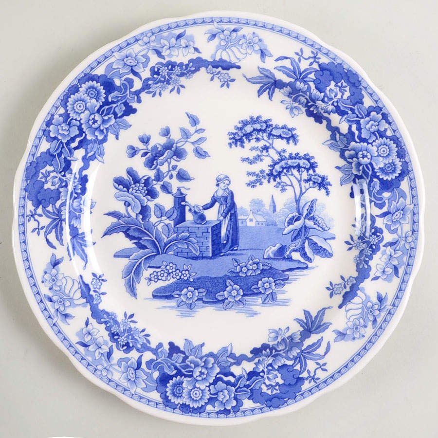 Spode Blue Room Collection Porcelain Plate Girl at Well