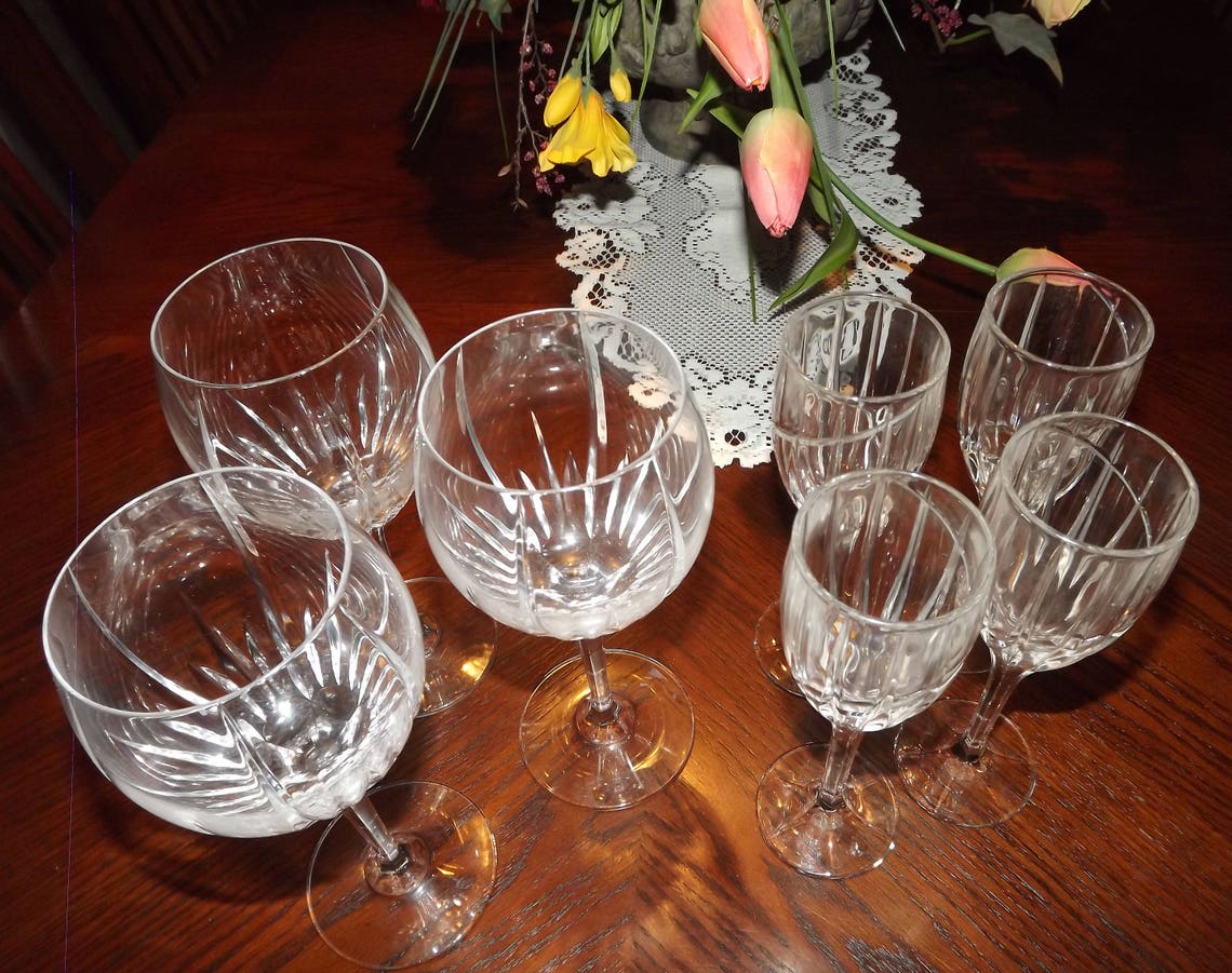 Seven Wine 3 Heavy Huge Glasses and 4 Heavy Wine Glasses Etsy