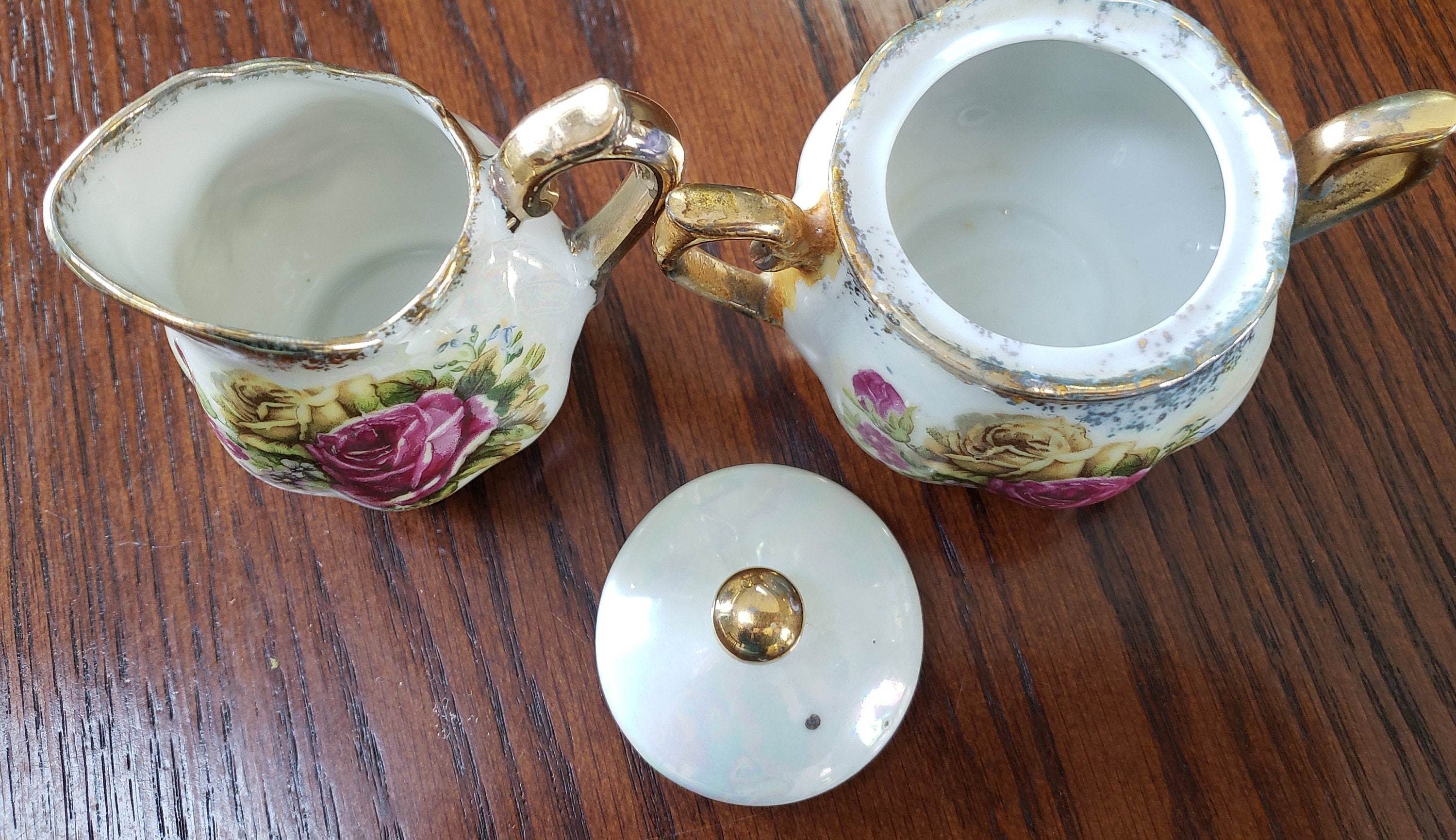 Ucagco China Made in Japan Pink Yellow Roses Gold Trim Etsy