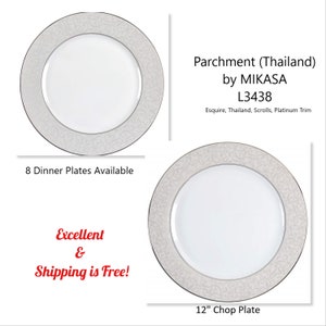 Vajilla Pergamino de Mikasa - 8 platos llanos * Plato Chop Plate * L3438 * EX * Envío gratuito * Esquire, Tailandia, Scrolls, Platinum