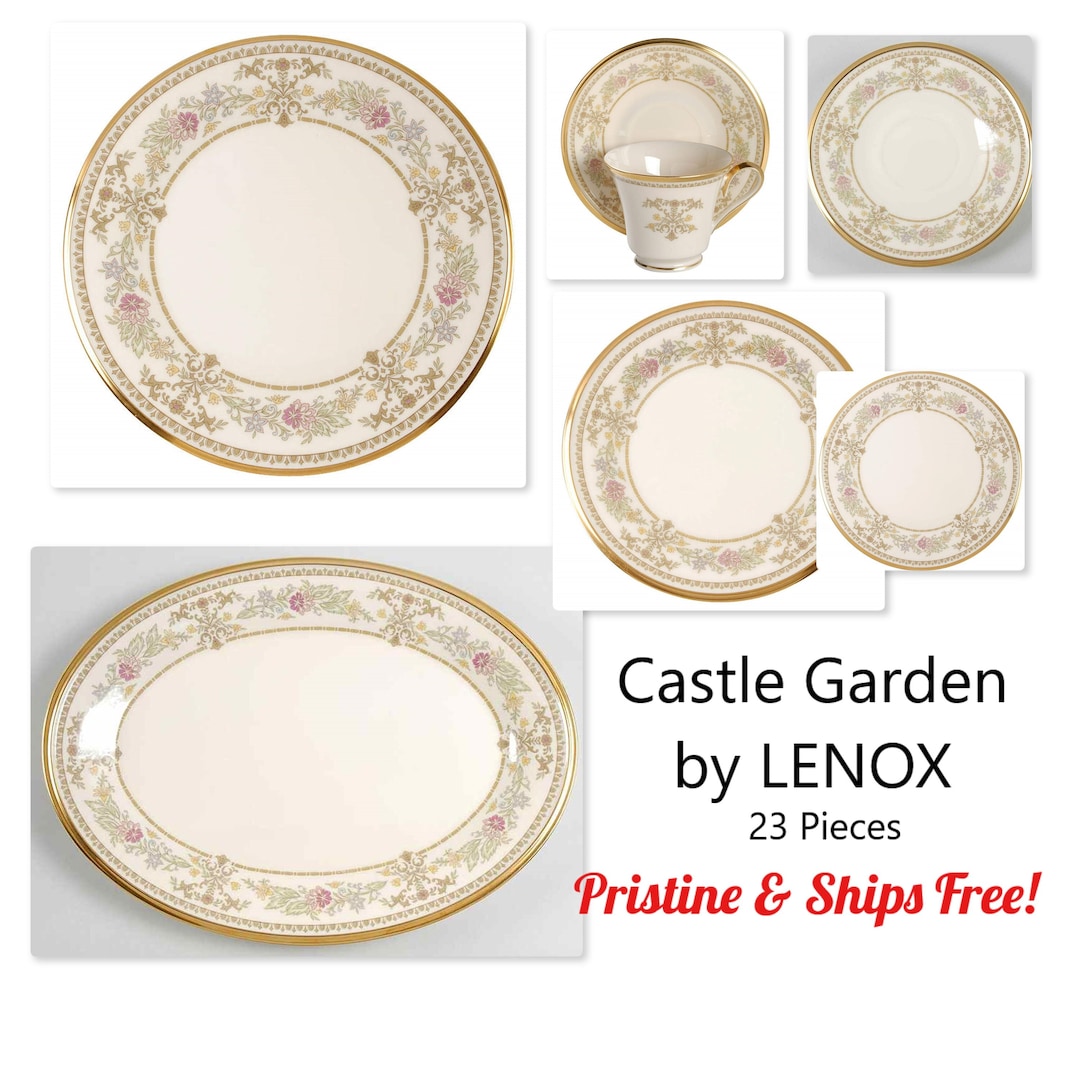 23 Pieces of Lenox Castle Garden Pristine Dinner Plates Salad Bread