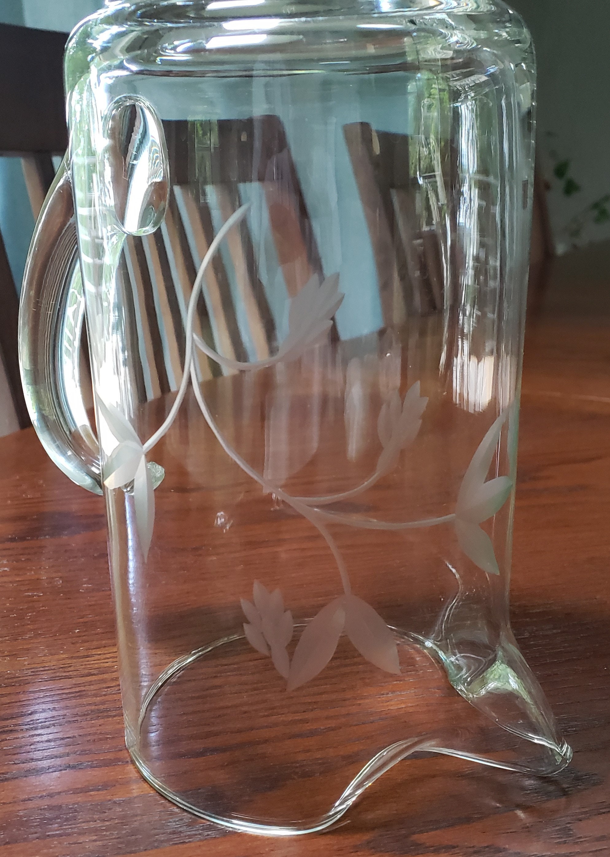 Elegant Lead Crystal Etched Floral 9 Inch Pitcher EX Holds Etsy