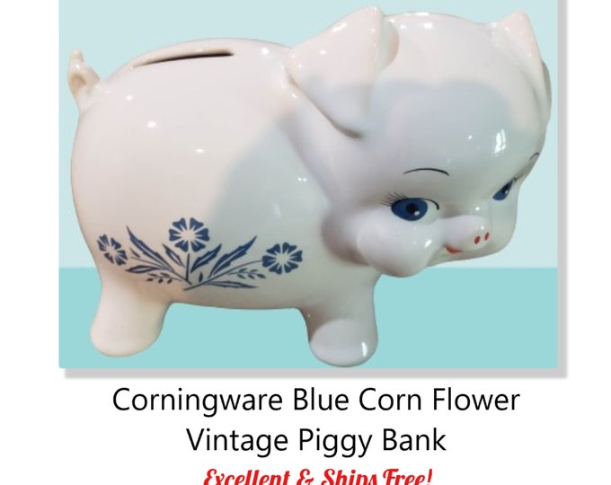Corningware Blue Corn Flower Piggy Bank EXCELLENT Ships FREE
