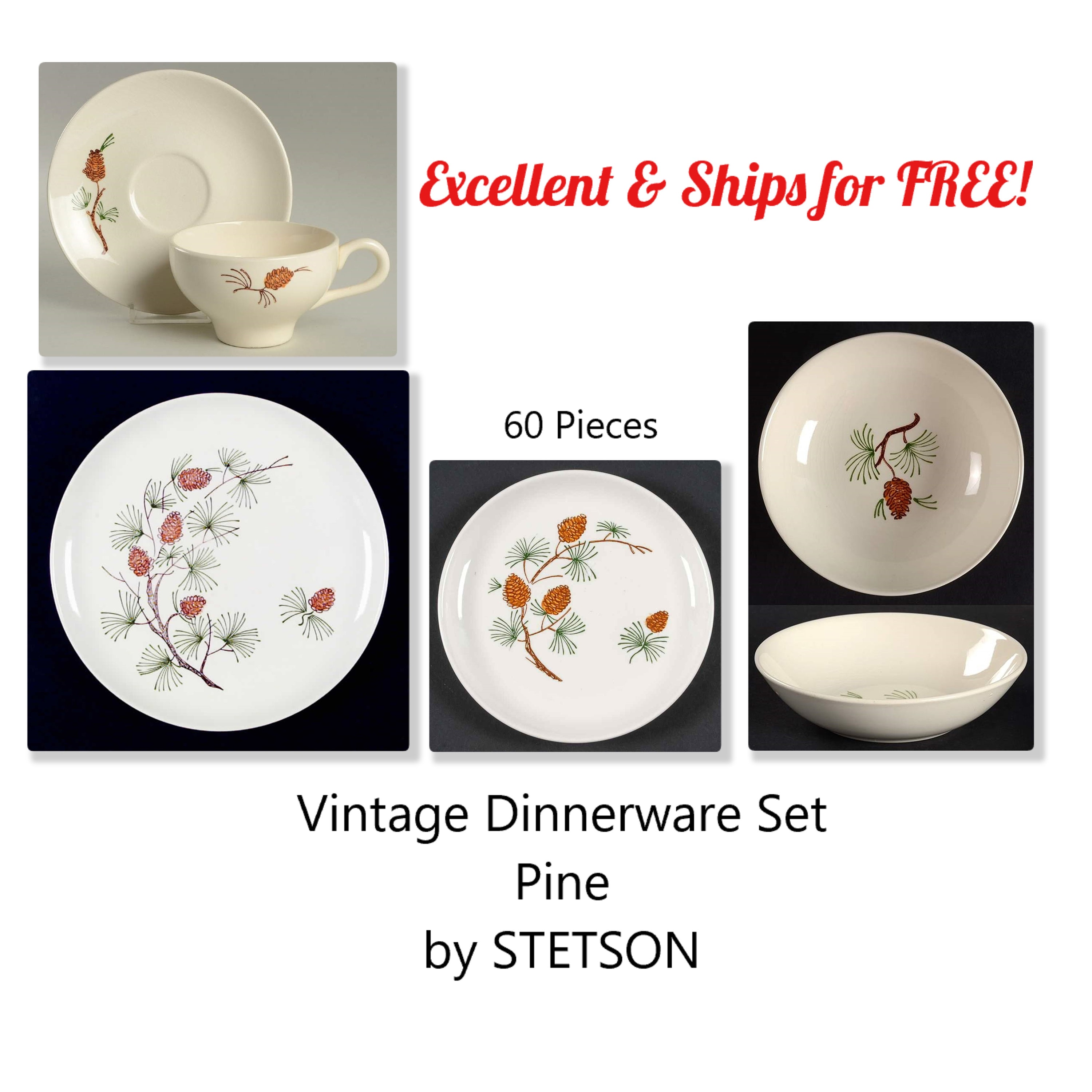 CECCONI CERAMICA 1970年代 皿 5枚セット Vintage pine cone dinnerware - Etsy 日本