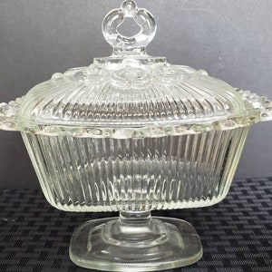 Vintage Crystal Lidded Footed Candy Dish