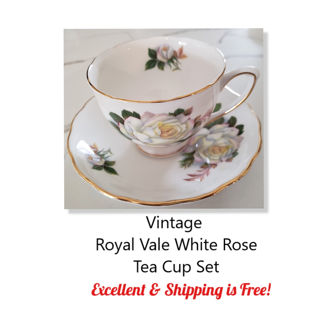 Rose Ridgeway England Vintage Ridgeway Royal Vale Tea Cup & Saucer White Rose Fine Bone China ...