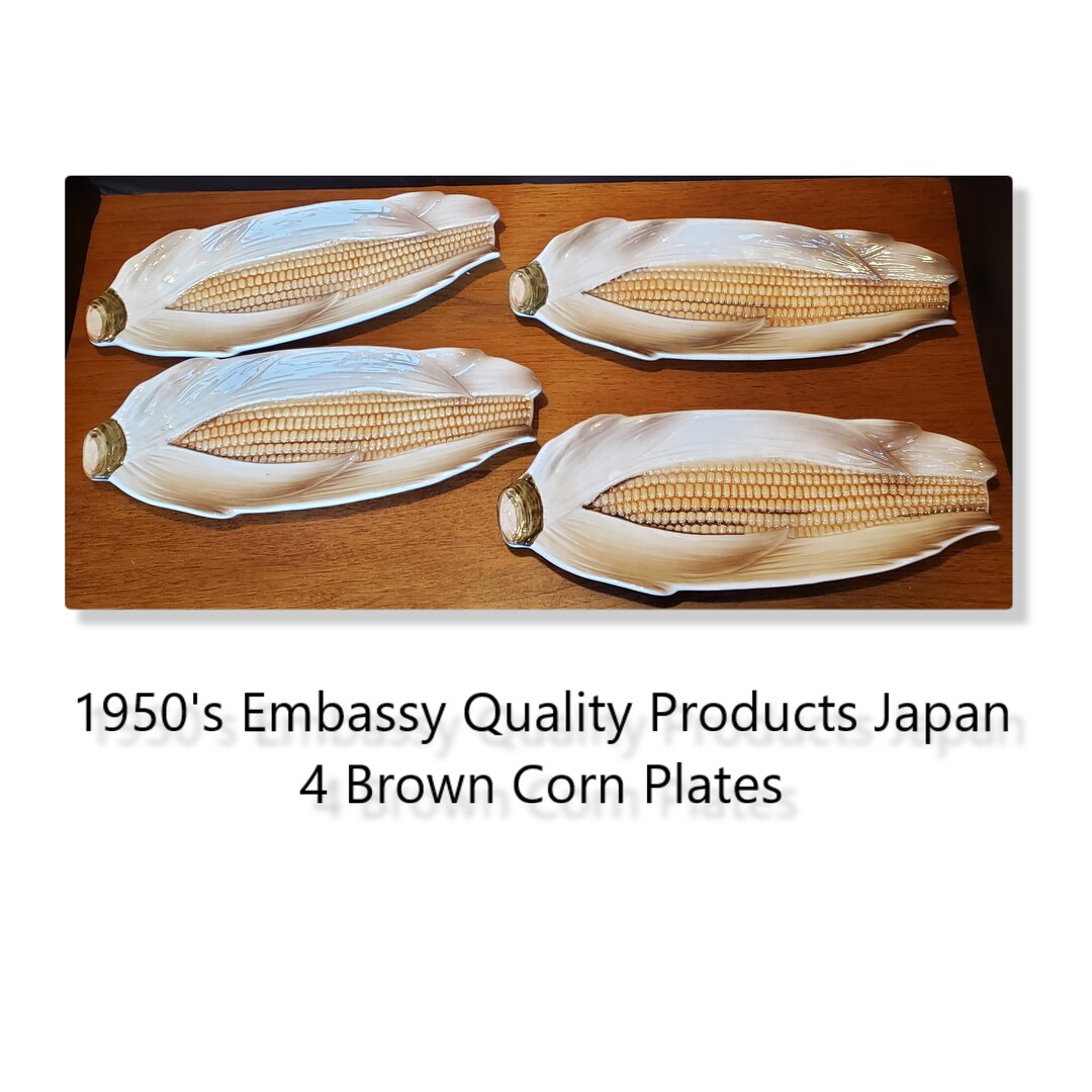 4 1950s Ceramic Corn on the Cob Trays Embassy Quality Products Japan