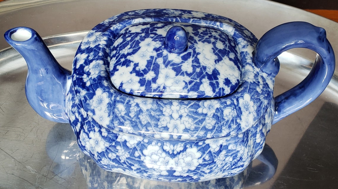 Victoria Ware Ironstone Blue & White Chintz Tea Pot Teapot Etsy