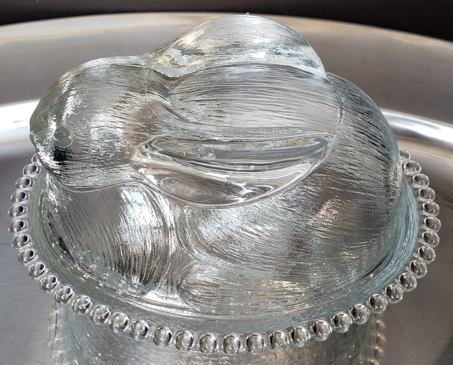 Rabbit Candy Dish & Lid Candlewick EXCELLENT Easter Decor Etsy