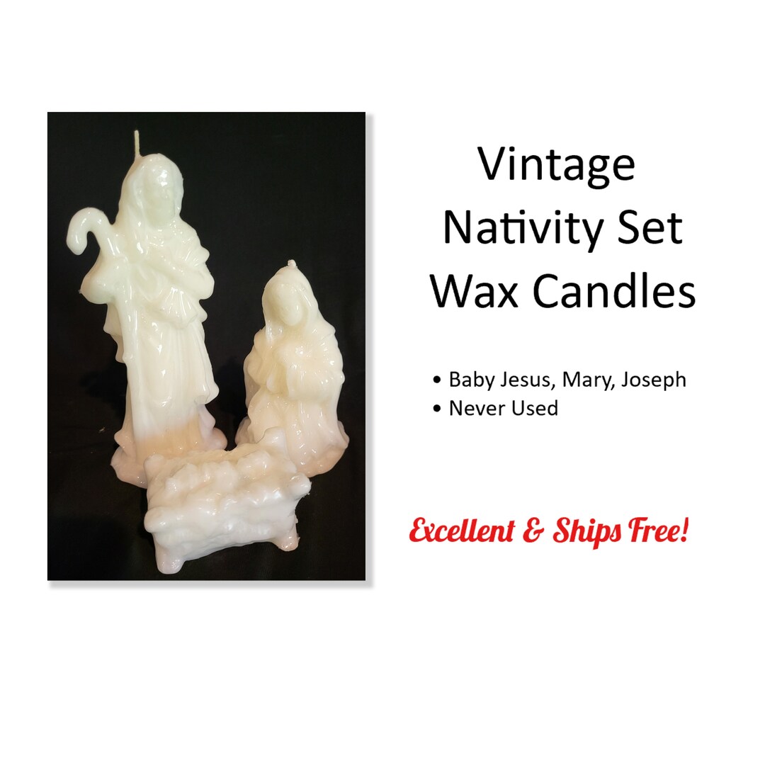 Vintage Nativity Candle Set Joseph Mary Baby Jesus Etsy