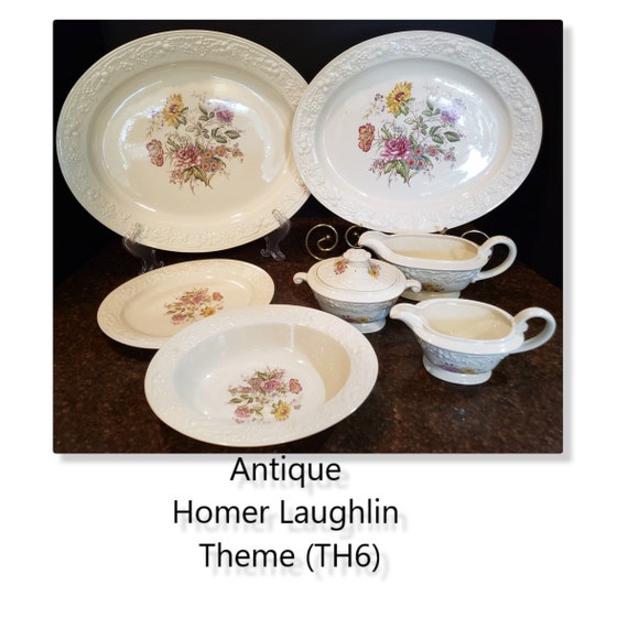 TH6 by Homer Laughlin Completer Pieces Serving Bowls Platters Cream Sugar Gravy Boat Eggshell Theme Floral Center Pattern EXCELLENT Etsy UK