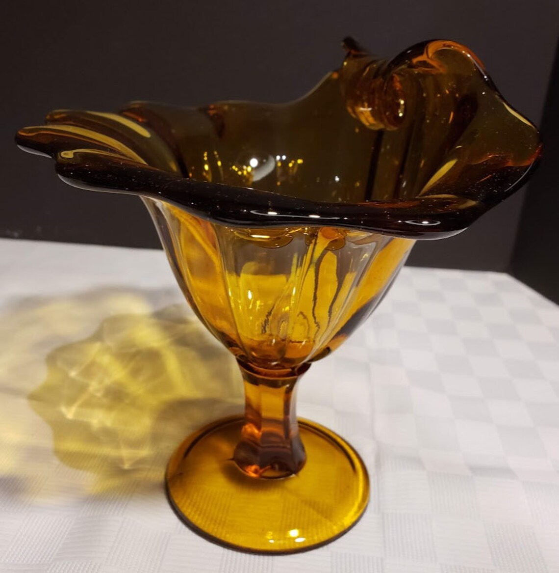 Mid Century Modern Viking Art Glass Amber Glass 10 3/8 Etsy