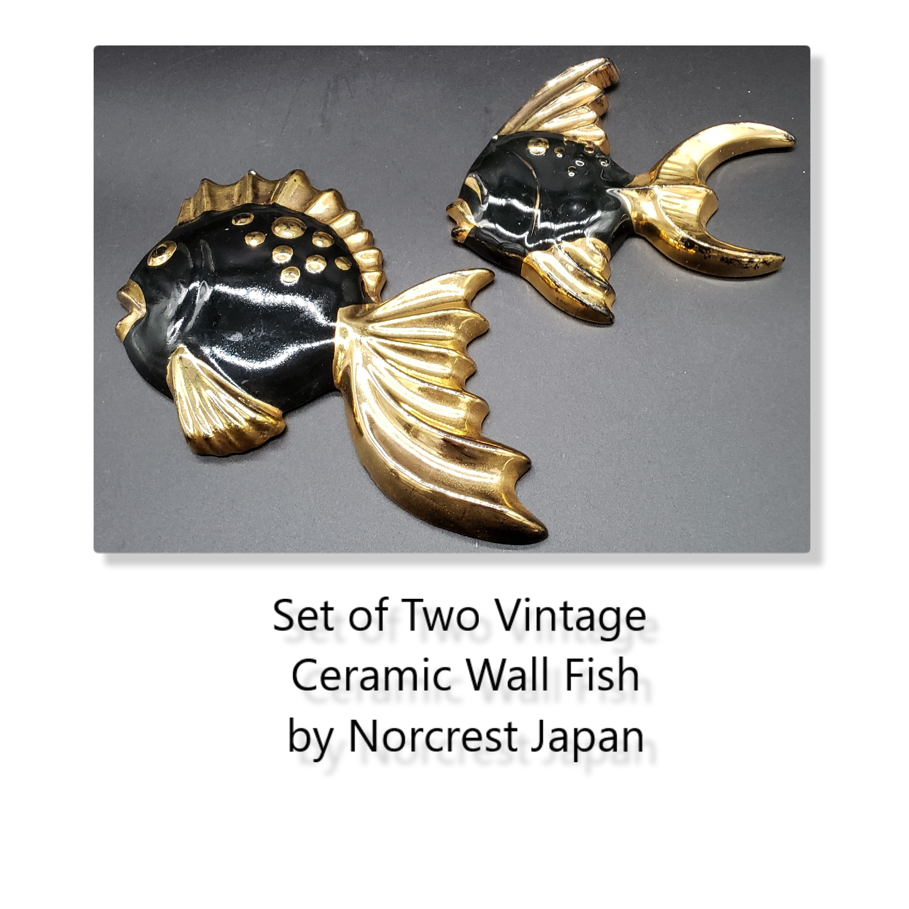 ハヤブサ　置物　Tang's Arts Design ポリレジン製　② Vintage Norcrest Wall Plaques Set of 2 Japan - Black & Gold - Fun