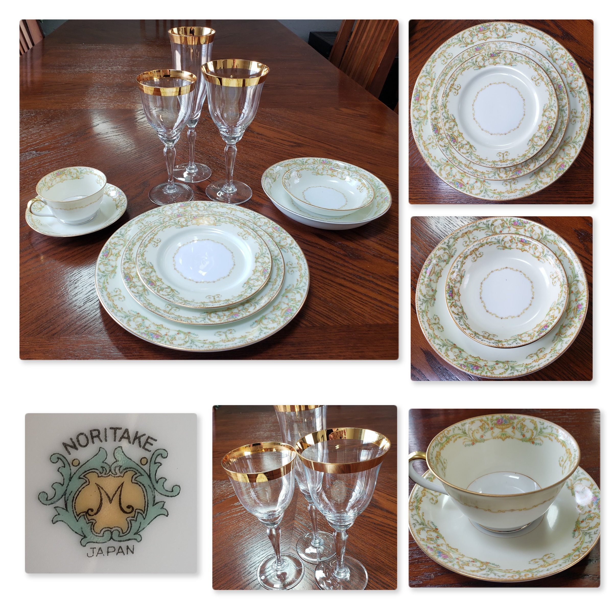 8 Place Setting Antique Noritake Japan Vanity Pattern Plus