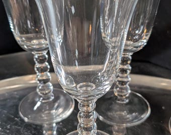 Imperial Candlewick Clear Goblets – Set med 5 vintage vattenbägare med bubbelskaft, elegant samlarobjekt i depressionsglas 3400 * Frakt GRATIS