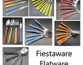 46 Pieces of Fiesta Flatware - 4 Serving Pieces - Steak, Butter Knives - Teaspoons Tablespoons - Salad Dinner Forks