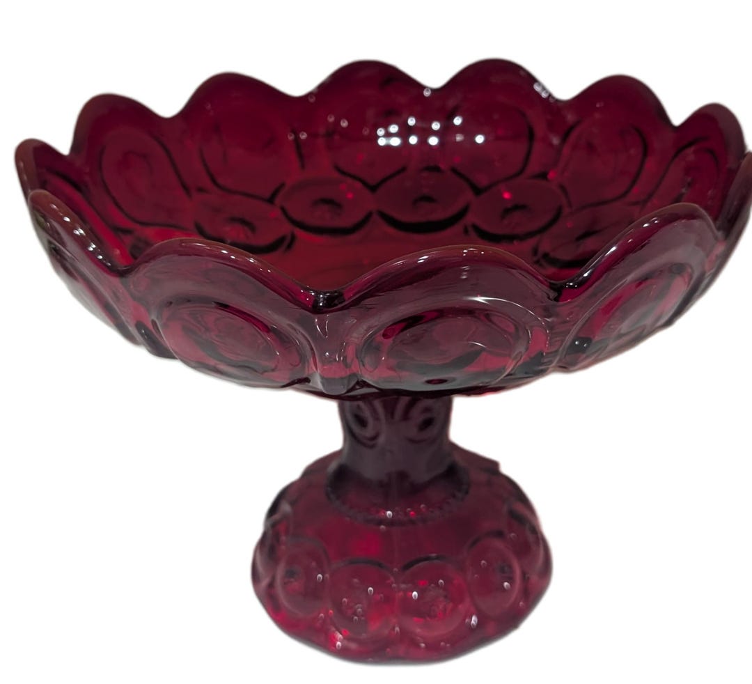 One Moon & Star Red Candy Dish With Lid – Smith Glass- L.E Smith ...