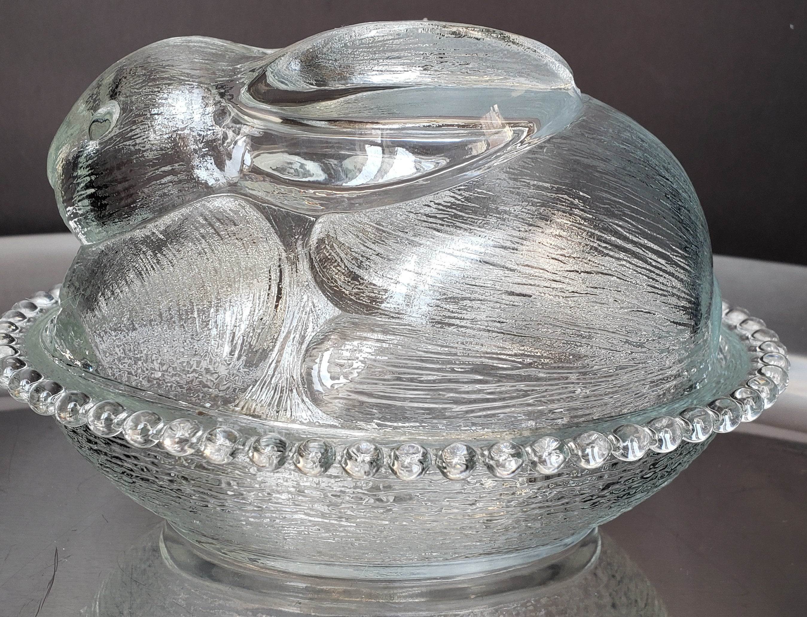 Rabbit Candy Dish & Lid Candlewick EXCELLENT Easter Decor Etsy