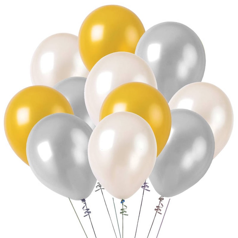 60PCS Mixed 10-Inch Yellow Gray White Party Balloons Rustic Wedding Centerpieces Neutral Baby Shower Decoration