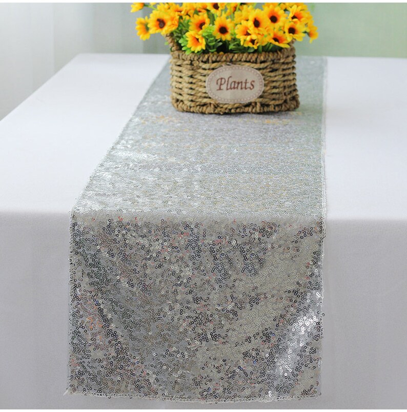 5PCS Glitter Sequin Silver Table Runner 12 x 108 Etsy